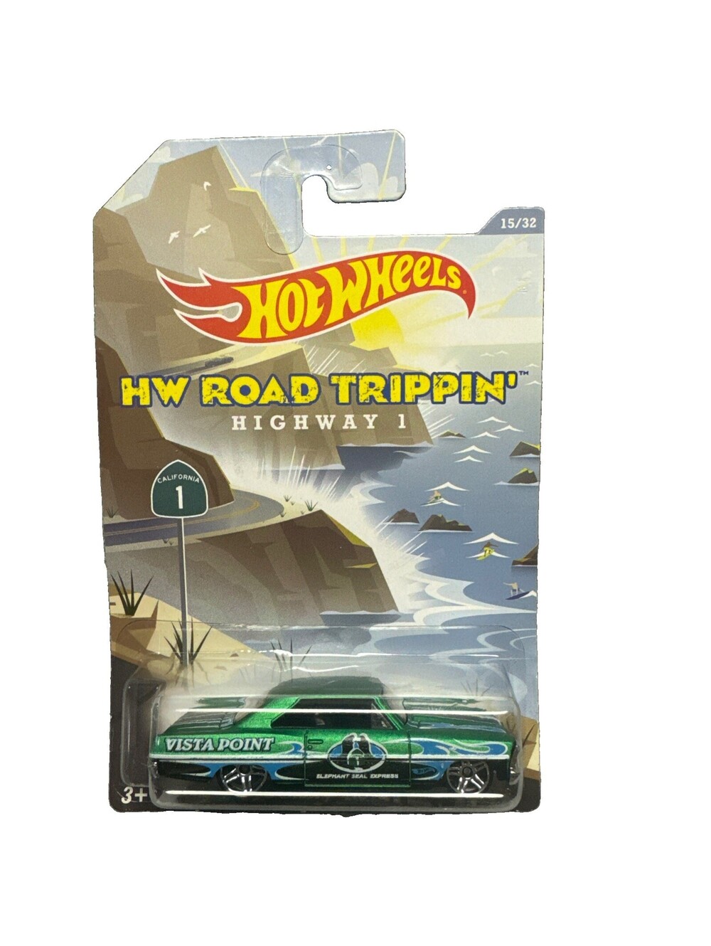 Hot Wheels HW Road trippin 66 Chevy Nova Hwy 1 Vista Point Green 15/32 2013
